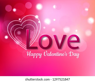 love text valentines heart background in red glowing heart