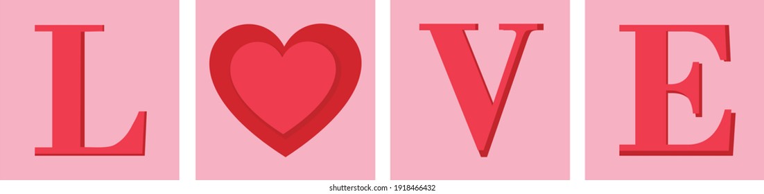 love text vector illustration on pink background for love symbol, logo, buttons, wallpaper, and decoration
