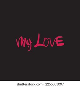 Love text vector lettering illustration