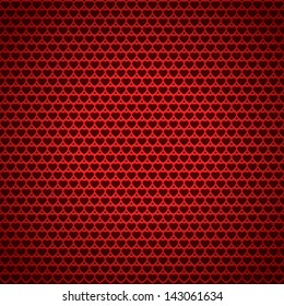 Love texture, red background, holey surface, vector heart texture