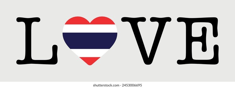 I Love Thailand flag heart icon vector illustration