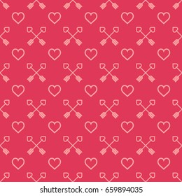 Love theme, cupids, amours, hearts, valentine`s day seamless pattern background illustration vector