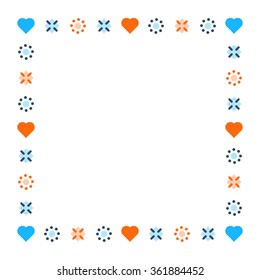 Love theme decoration boarder, Valentine's day card template, vector flat design