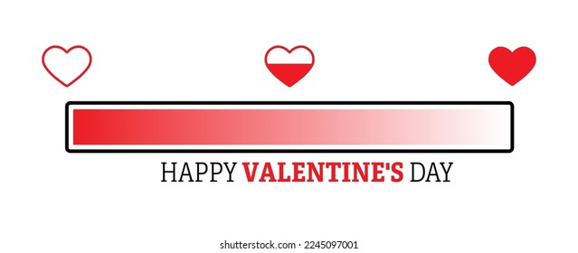 Love theme in the design of the loading strip. A symbol of the heart, filling with love, feelings or sympathy. Flat style