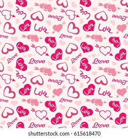 Love theme hearts valentine's day seamless pattern wallpaper background illustration vector