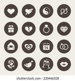 Love theme icon set