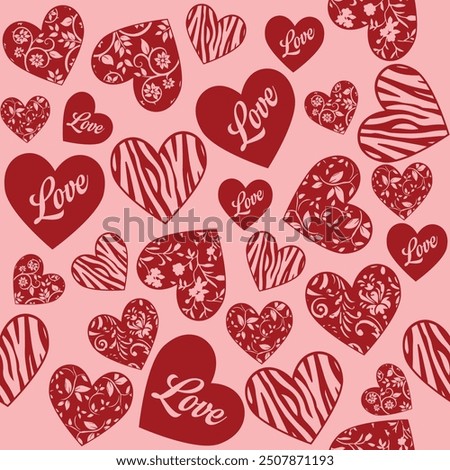 Love theme pattern, valentines day heart seamless design