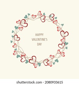 Love theme. round border with space for text. Romantic frame with colored hearts on a white background. Suitable for illustrations, Valentine's Day, cards, invitations, congratulations, weddings
