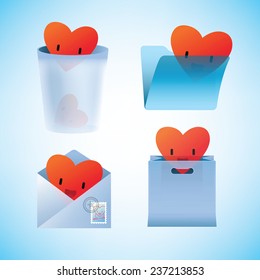 Love theme and Saint Valentine's Day vector icons set. Clean flat graphic style for web design and decoration.