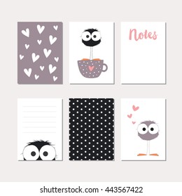 Love themed cards collection with cute bird