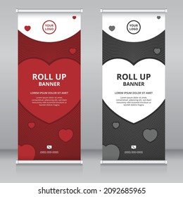 Love themed modern roll up banner template, Standee template, X-banner template, Flag banner