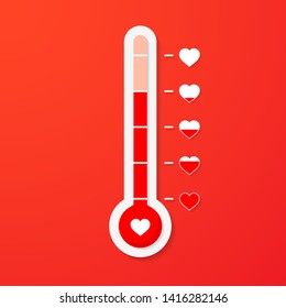 Love thermometer. Valentines Day card element in simple flat style. Vector illustration.