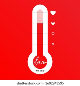 Love thermometer Valentines Day card element vector illustration with lettering.