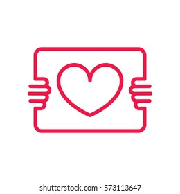 love thin line red icon on white background, happy valentine day