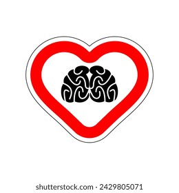 Ich liebe es zu denken. Ich mag es, Gehirne zu bilden.  Rotes Straßenschild in Herzform. Symbol der Liebe auf der Straße