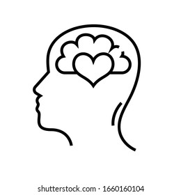 Love Gedanken Linie Symbol, Concept-Zeichen, Umriss Vektorillustration Illustration, Linearsymbol.