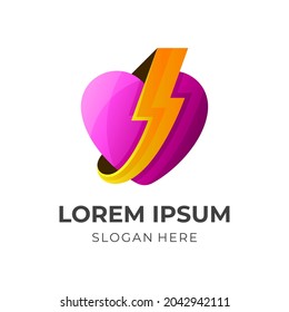 love and thunder design combination, 3d colorful style