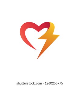 Love With Thunder Shape Logo Design