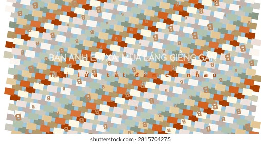 LOVE THY NEIGHBOR presented in Vietnamese masked text design featuring symbolic motif texture (letter b) pattern and thick stroke frame