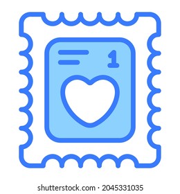 love ticket, coupon Icon, simple design blue line icon.