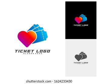 Love Ticket Creative logo concepts, abstract colorful icons, elements and symbols, template - Vector