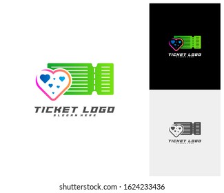 Love Ticket Creative logo concepts, abstract colorful icons, elements and symbols, template - Vector