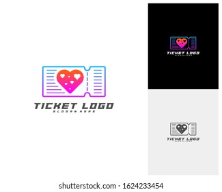 Love Ticket Creative logo concepts, abstract colorful icons, elements and symbols, template - Vector