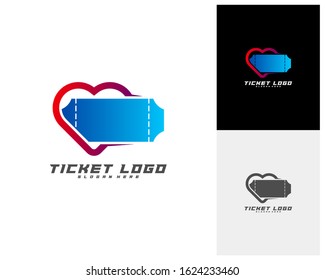 Love Ticket Creative logo concepts, abstract colorful icons, elements and symbols, template - Vector