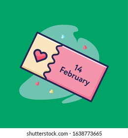 Love Ticket Icon Illustration. Vector Illustration. Flat Cartoon Style Ready to use for Website Page, Mobile App Presentation, Flyer, Banner, Wallpaper, Sticker, Name Card, Background and more