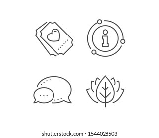Love ticket line icon. Chat bubble, info sign elements. Heart emotion sign. Valentine day symbol. Linear love ticket outline icon. Information bubble. Vector