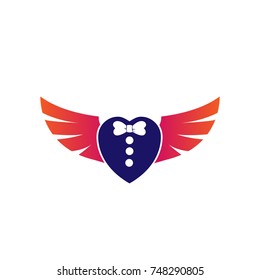 love tiei shape with wings logo design