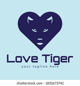 Love tiger logo vector  template