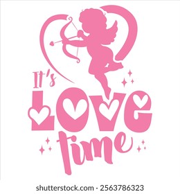 IT’S LOVE TIME  Cupid Valentine's day T-Shirt Design