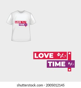 Tipografía del tiempo de amor Cita de diseño de camiseta vector