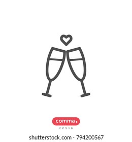 Love toasting vector icon