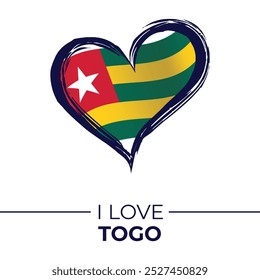 I Love Togo Banner with Flag in Heart. Togo love Emblem Isolated on White Backgaround. Vector, Illustration, Isolated, Love, Background.