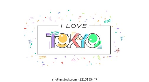 I love Tokyo. Vector lettering for postcards, posters, posters and banners. Flat design
