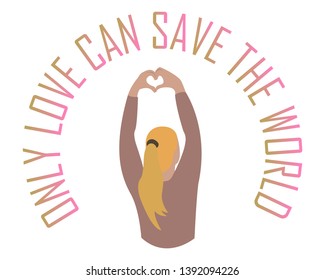 Love tolerance in flat style on white background. Heart vector icon, love symbol. Illustration with life affirming slogan about love