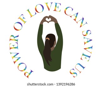 Love tolerance in flat style on white background. Heart vector icon, love symbol. Illustration with life affirming slogan about love
