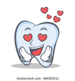 In love tooth character cartoon style