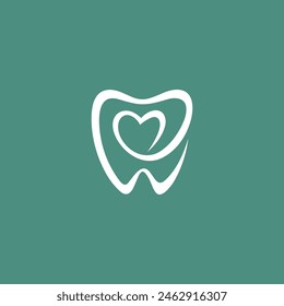 love tooth vector logo. white background