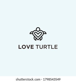 love tortoise logo design vector silhouette illustration