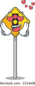 In love traffic light ahead in shape mascot