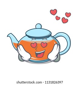 In love transparent teapot character cartoon