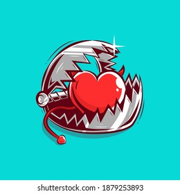 Love Trap Cartoon Illustration Premium Vector