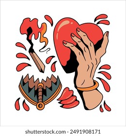 love trap tattoo vector design