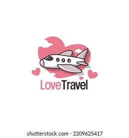 Love travel airplane heart logo