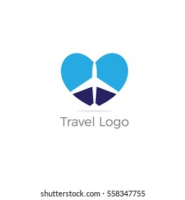 love travel, love and Airplane silhouette for transportation and travel company. Travel agency logo. Design elements. tourism logo