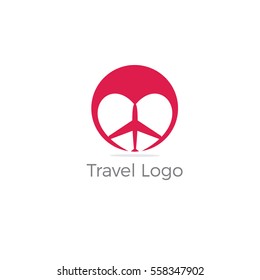 love travel, love and Airplane silhouette for transportation and travel company. Travel agency logo. Design elements. tourism logo