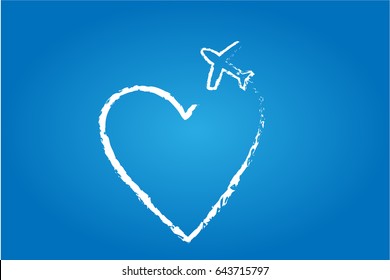 Love Travel Concept With Heart And Air Plane